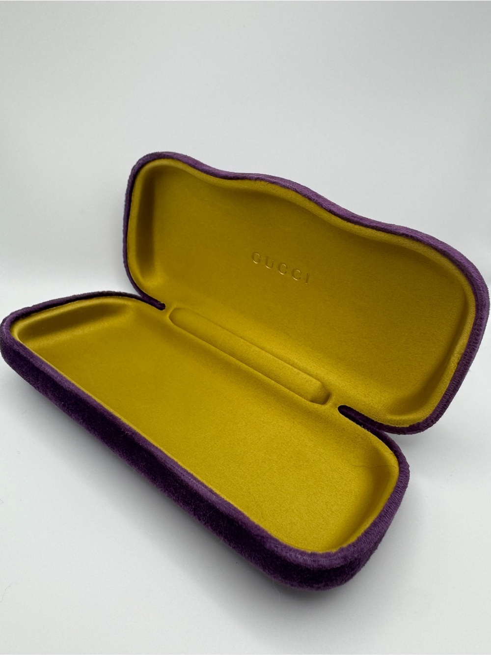 Gucci Purple Velvet Sunglasses Eyeglasses Hard Case Yellow Interior - Case Only